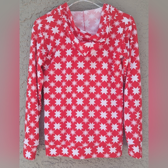 Anna Kay Fashions lightweight hoodie red with white stars size Medium - Picture 10 of 14
